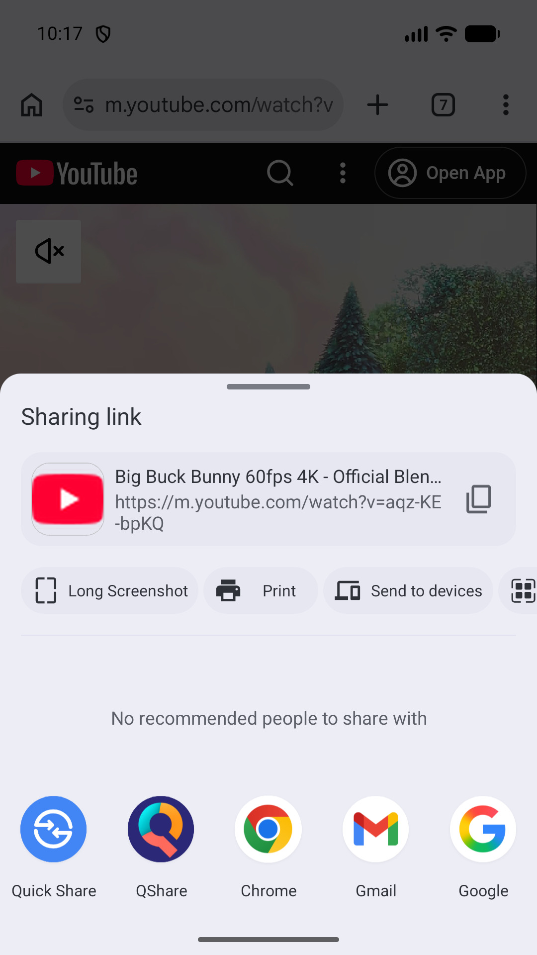 QShare in the Android share menu