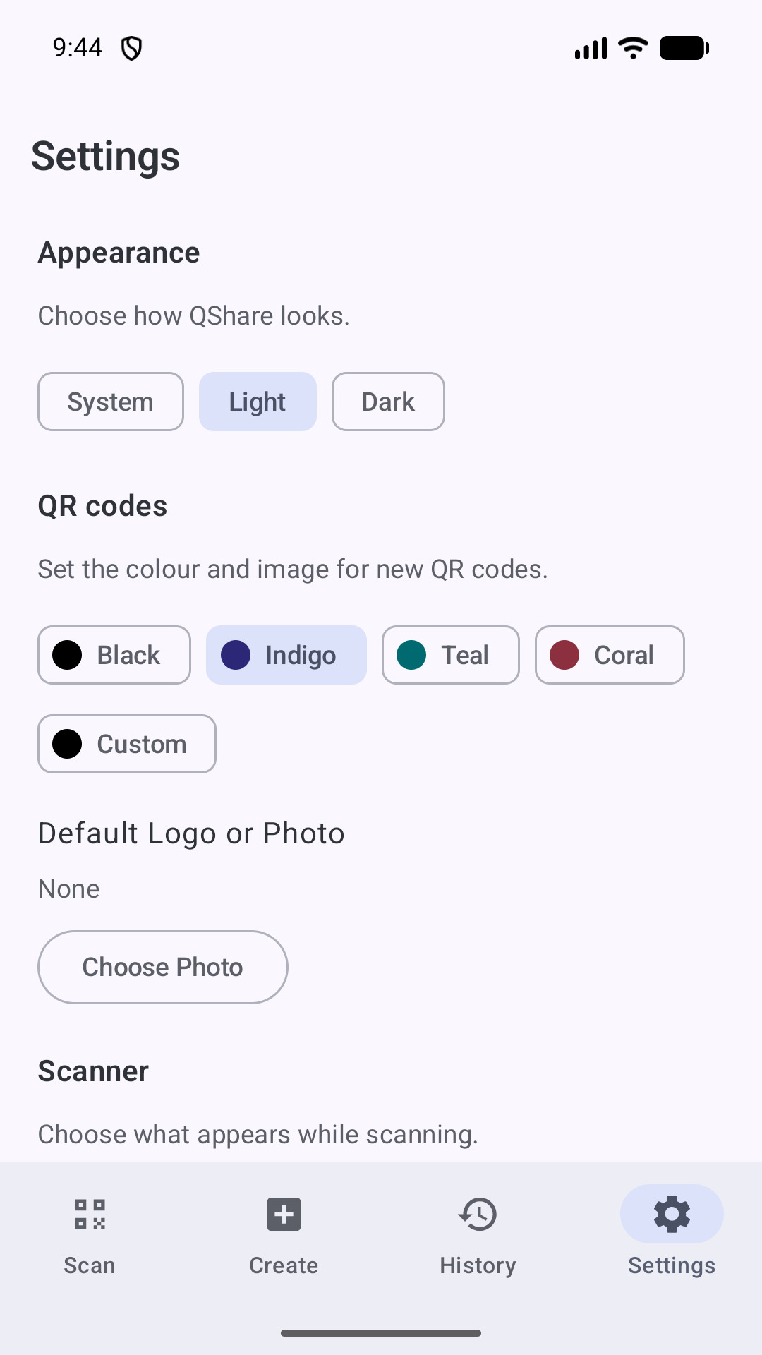 QShare settings