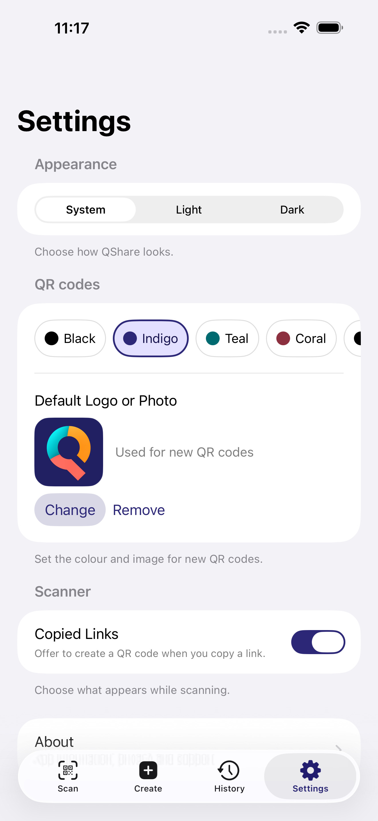 QShare settings